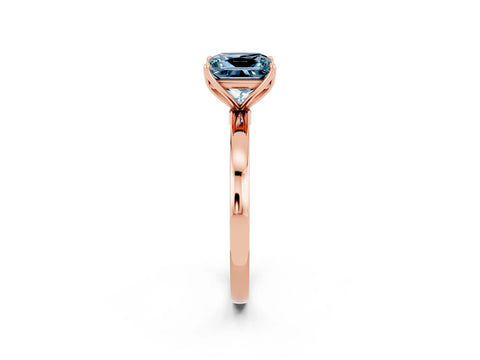 Rose gold Princess Cut Solitaire Diamond Ring with Thin Band and Four-Prong Setting_2