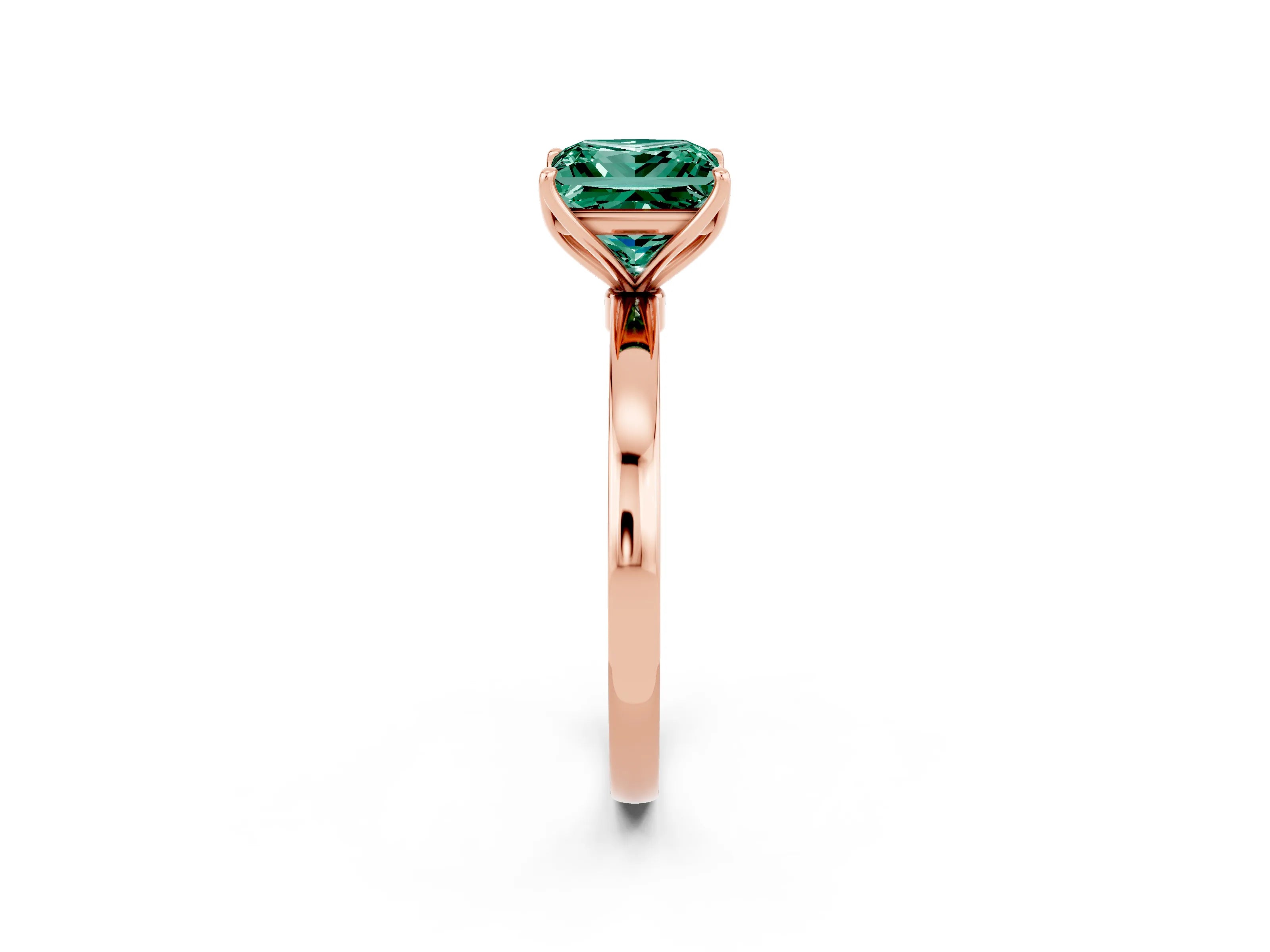Rose gold Princess Cut Solitaire Diamond Ring with Thin Band and Four-Prong Setting_2