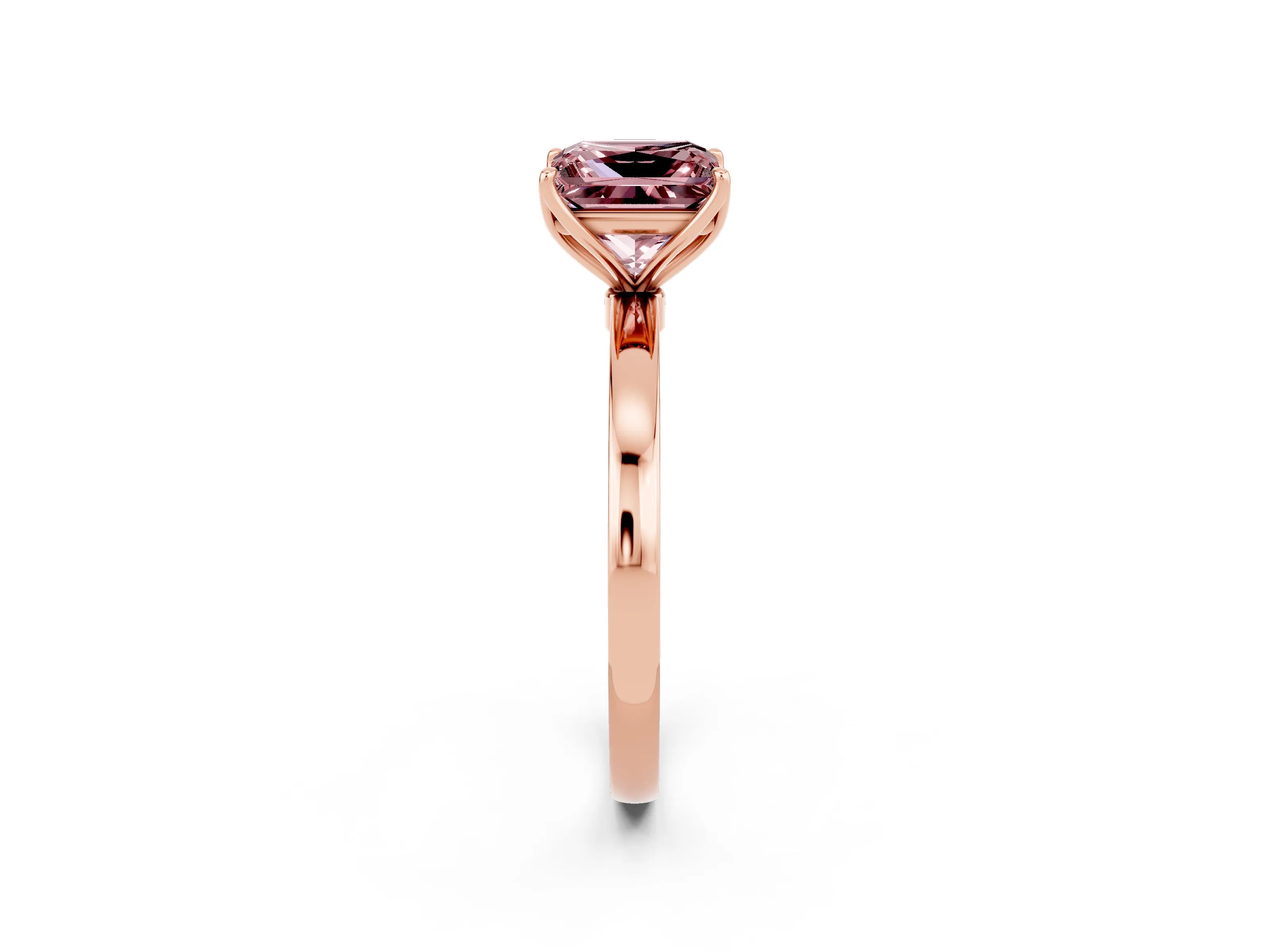 Rose gold Princess Cut Solitaire Diamond Ring with Thin Band and Four-Prong Setting_2