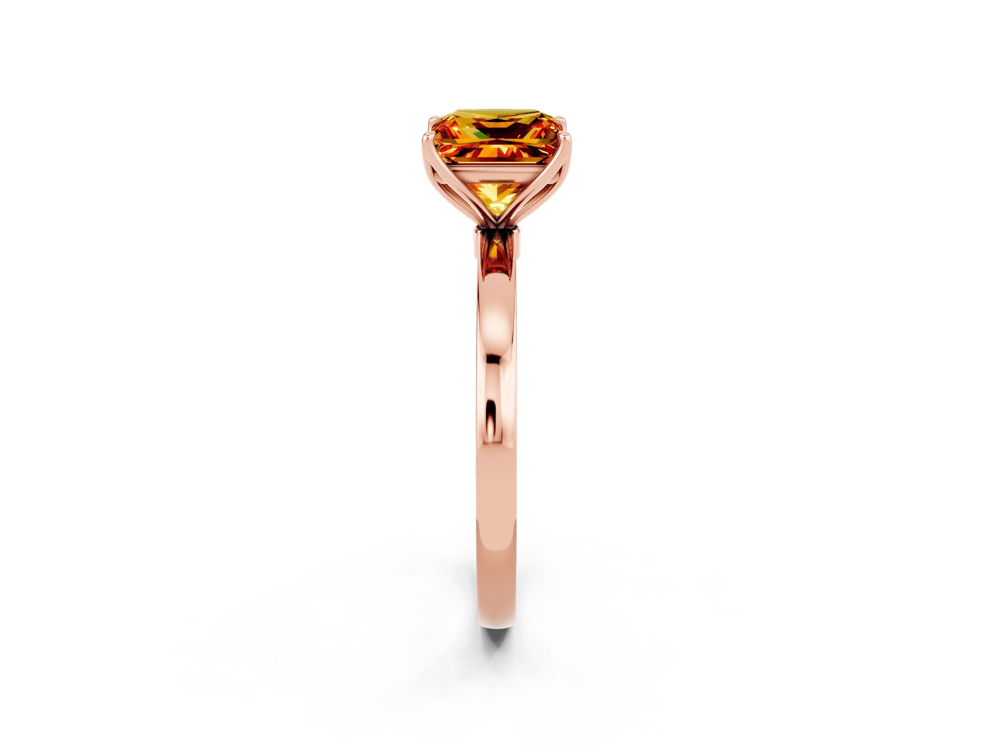 Rose gold Princess Cut Solitaire Diamond Ring with Thin Band and Four-Prong Setting_2