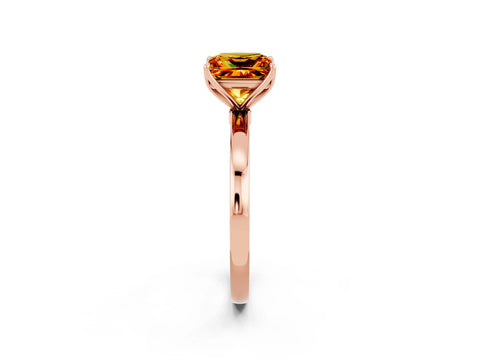 Rose gold Princess Cut Solitaire Diamond Ring with Thin Band and Four-Prong Setting_2