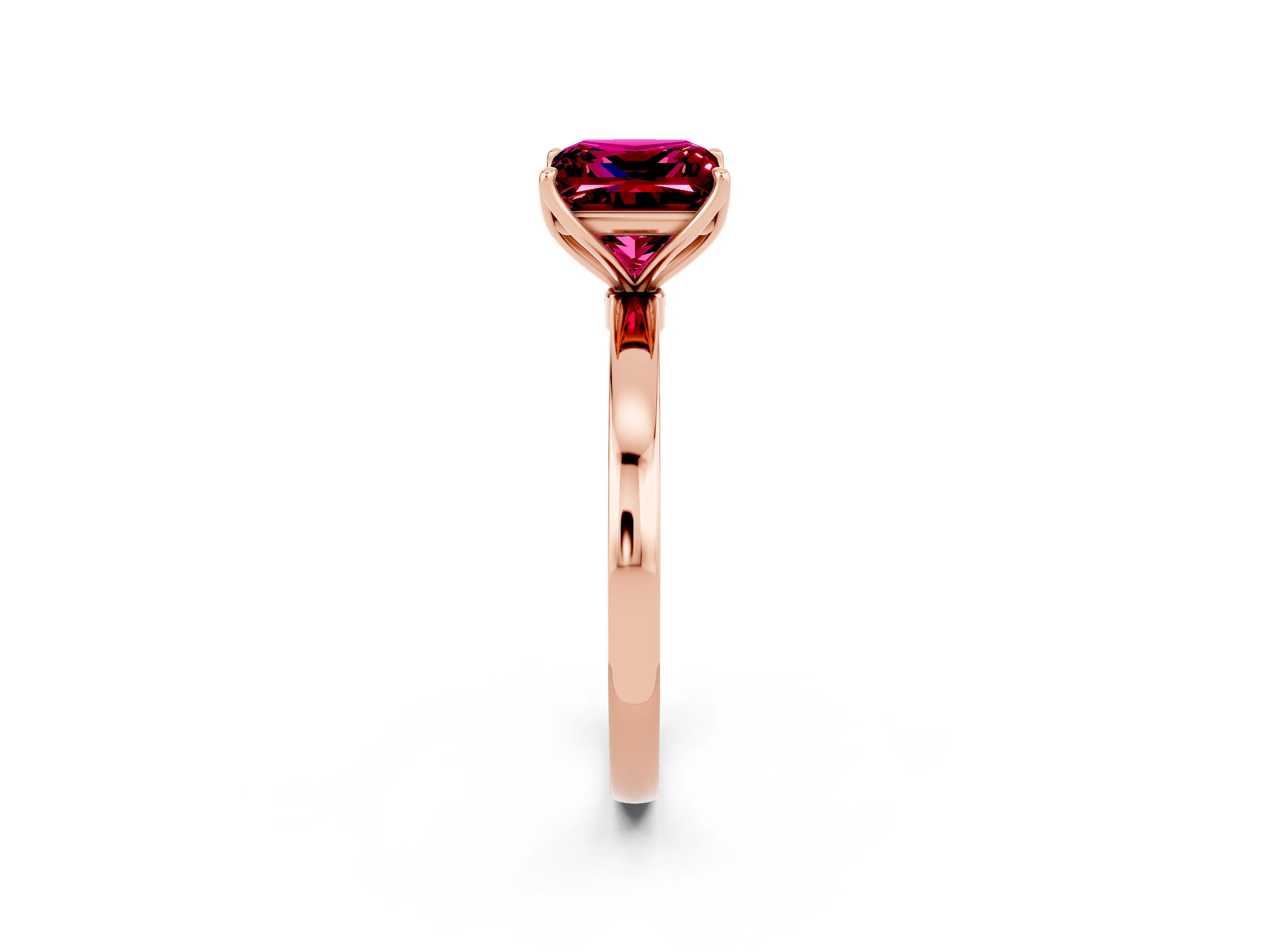 Rose gold Princess Cut Solitaire Diamond Ring with Thin Band and Four-Prong Setting_2