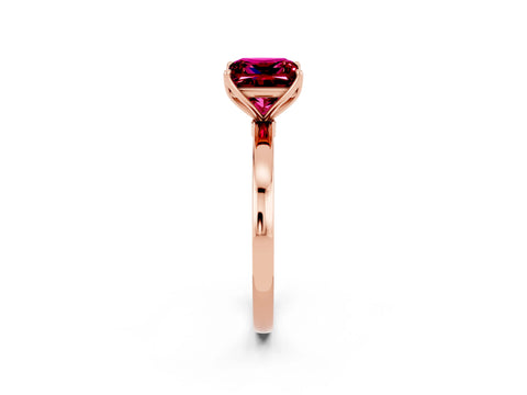 Rose gold Princess Cut Solitaire Diamond Ring with Thin Band and Four-Prong Setting_2