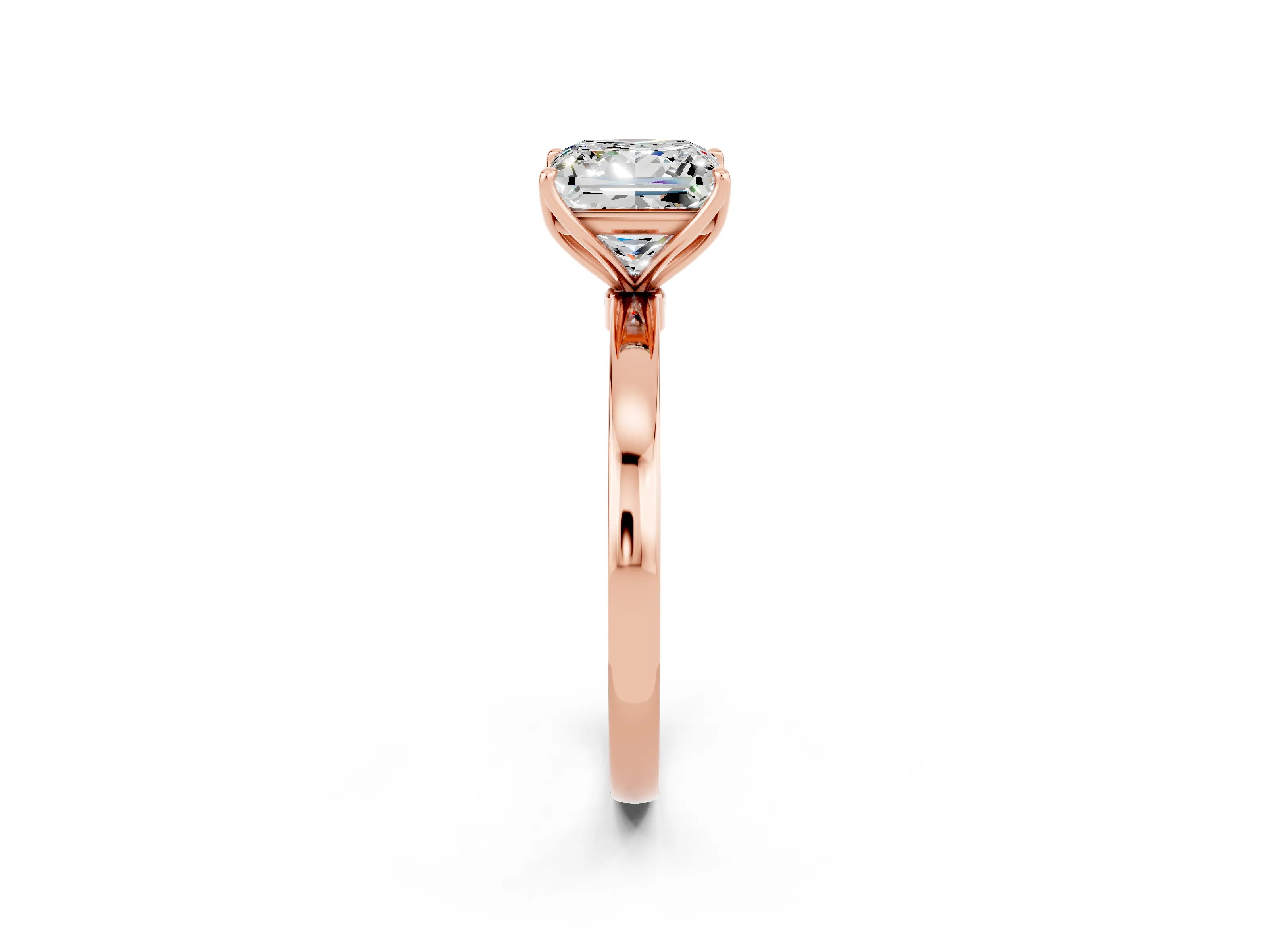 Rose gold Princess Cut Solitaire Diamond Ring with Thin Band and Four-Prong Setting_2