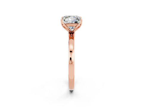 Rose gold Princess Cut Solitaire Diamond Ring with Thin Band and Four-Prong Setting_2