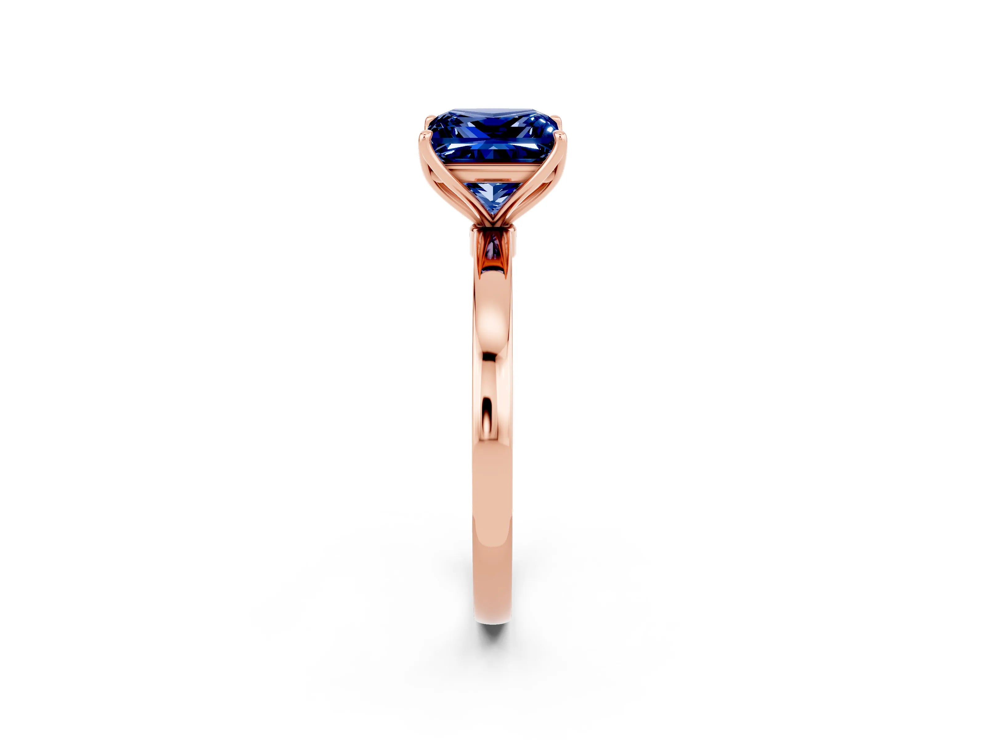 Rose gold Princess Cut Solitaire Diamond Ring with Thin Band and Four-Prong Setting_2
