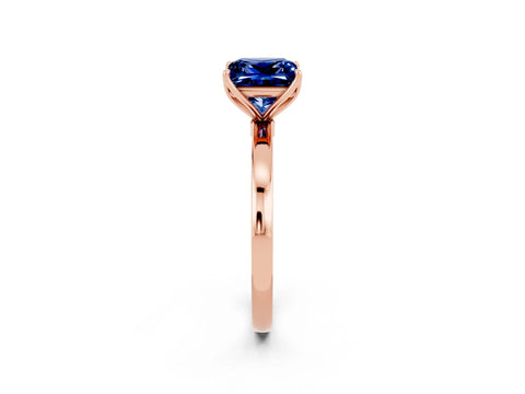 Rose gold Princess Cut Solitaire Diamond Ring with Thin Band and Four-Prong Setting_2