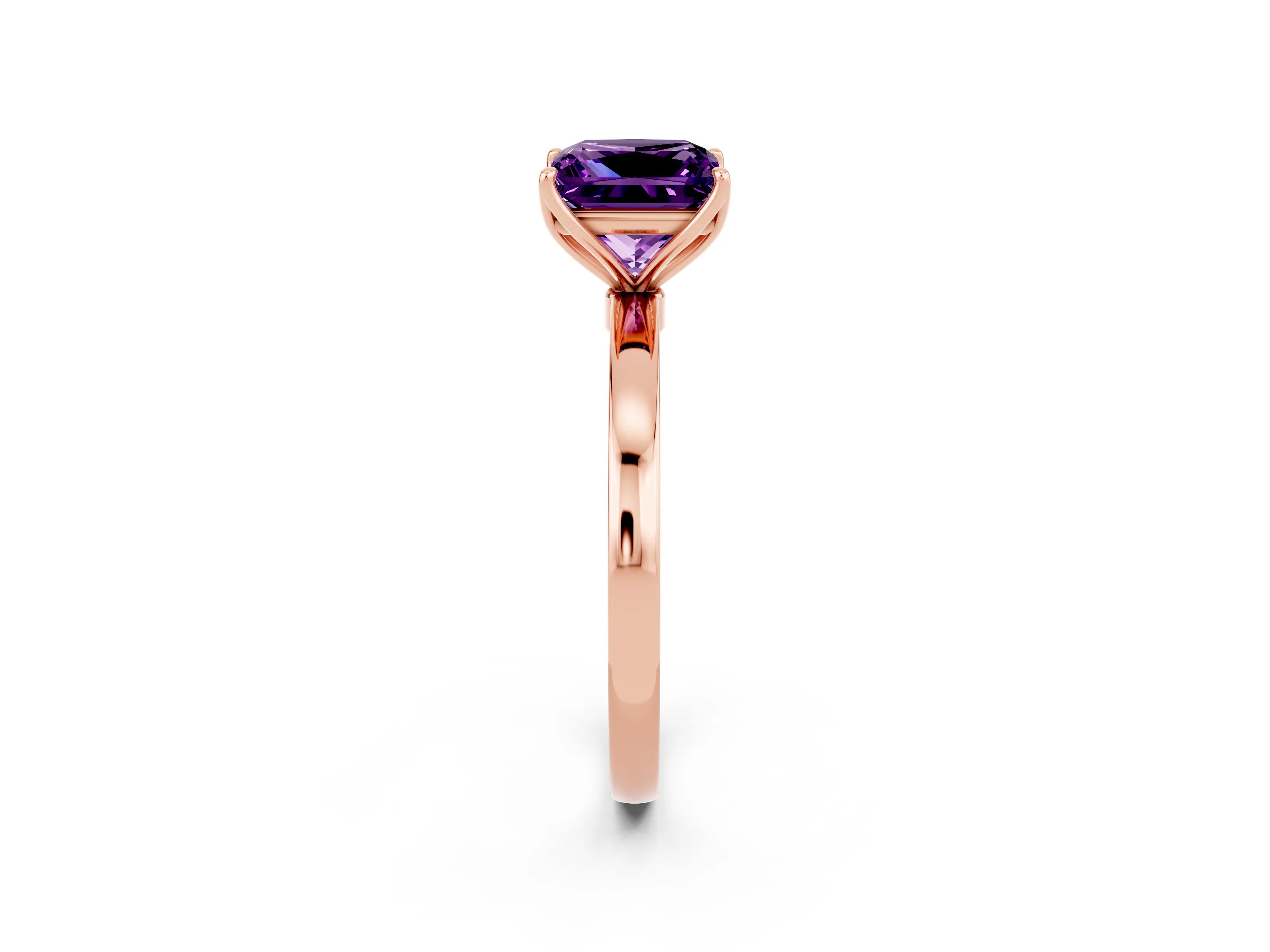 Rose gold Princess Cut Solitaire Diamond Ring with Thin Band and Four-Prong Setting_2