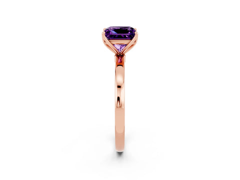 Rose gold Princess Cut Solitaire Diamond Ring with Thin Band and Four-Prong Setting_2