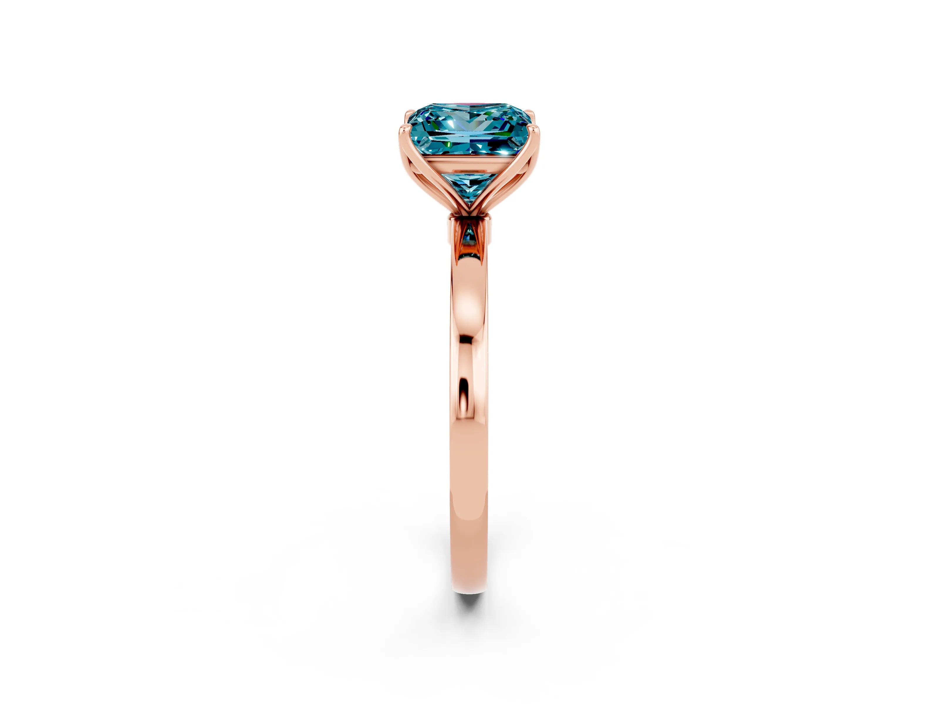 Rose gold Princess Cut Solitaire Diamond Ring with Thin Band and Four-Prong Setting_2