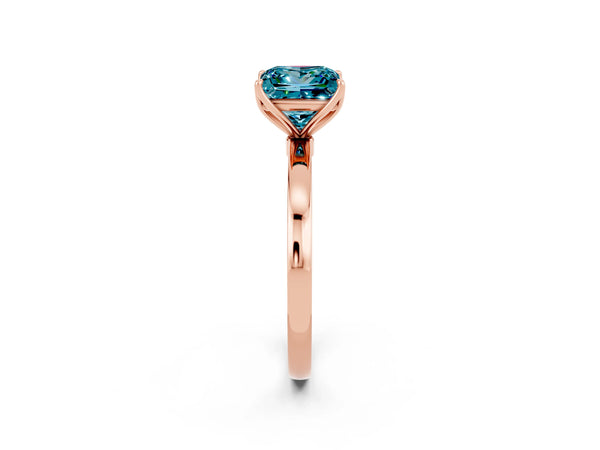 Rose gold Princess Cut Solitaire Diamond Ring with Thin Band and Four-Prong Setting