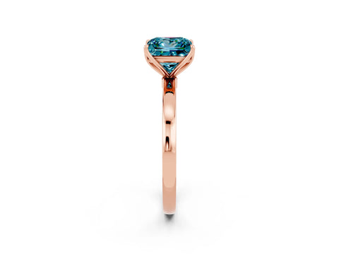Rose gold Princess Cut Solitaire Diamond Ring with Thin Band and Four-Prong Setting_2
