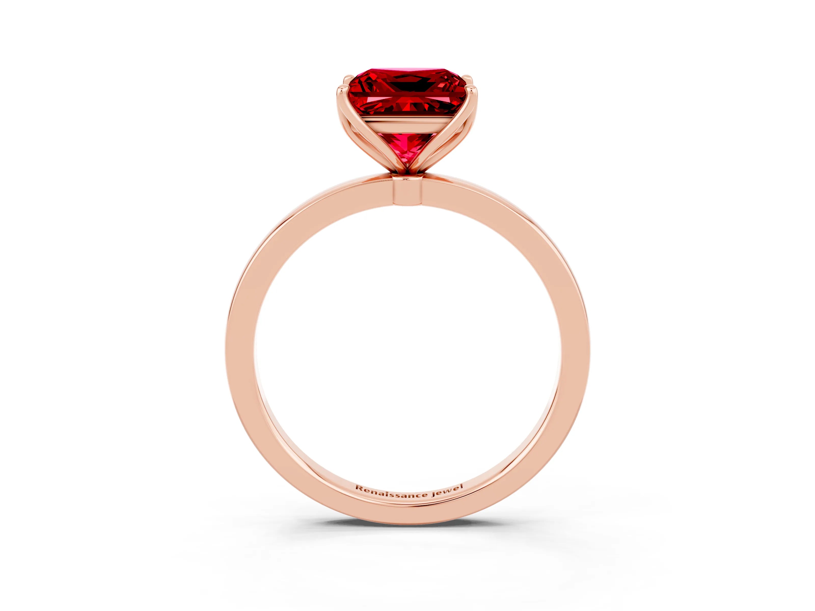 Rose gold Princess Cut Solitaire Diamond Ring with Thin Band and Four-Prong Setting_3