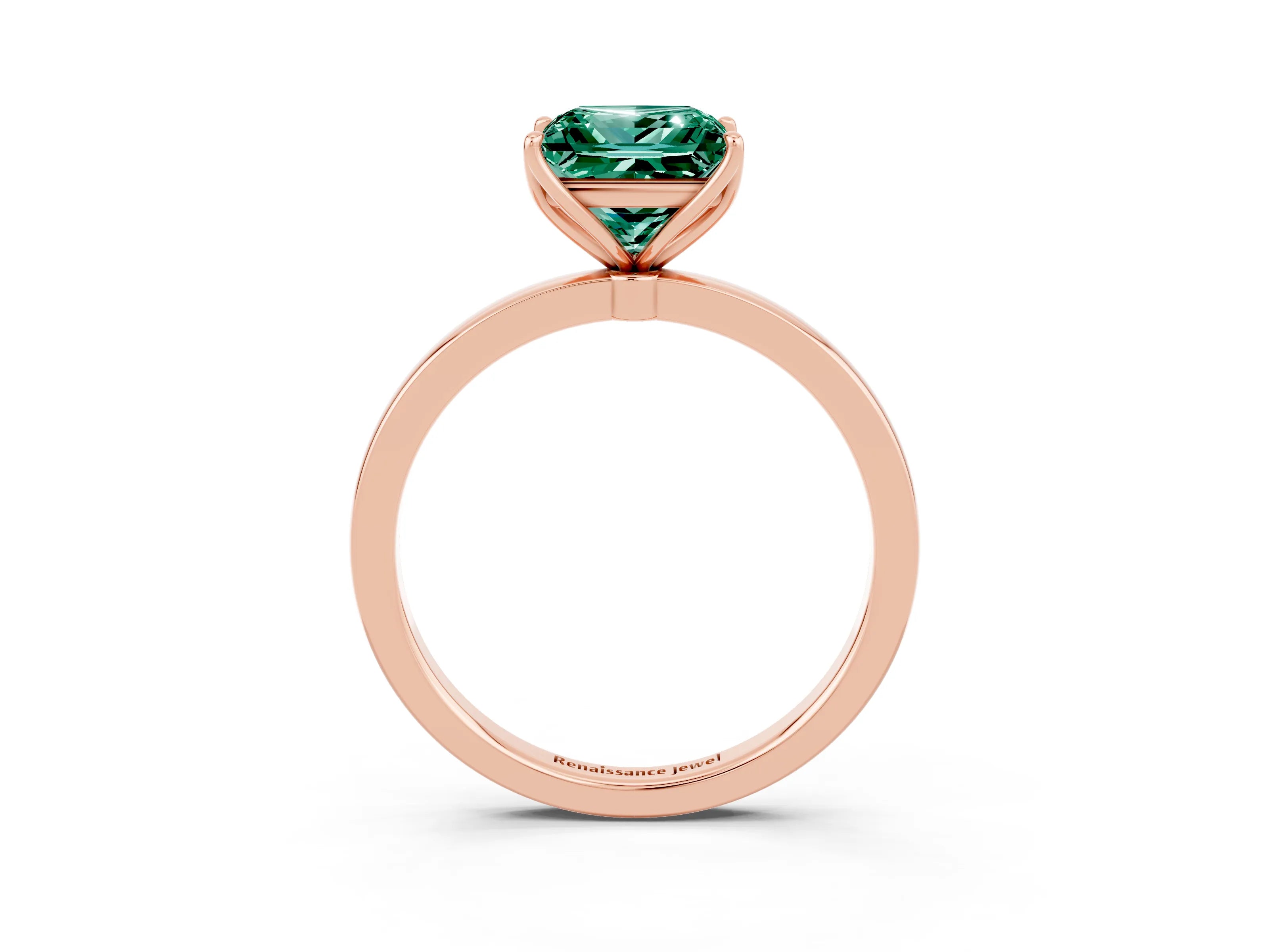 Rose gold Princess Cut Solitaire Diamond Ring with Thin Band and Four-Prong Setting_3