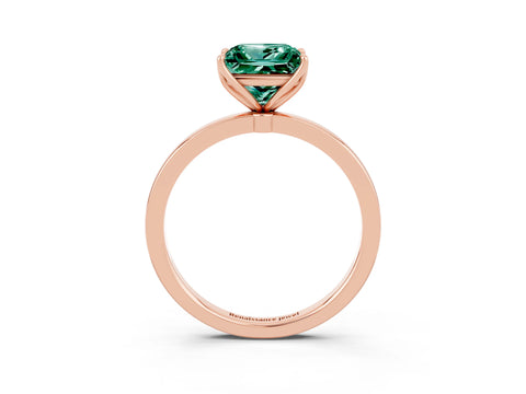 Rose gold Princess Cut Solitaire Diamond Ring with Thin Band and Four-Prong Setting_3