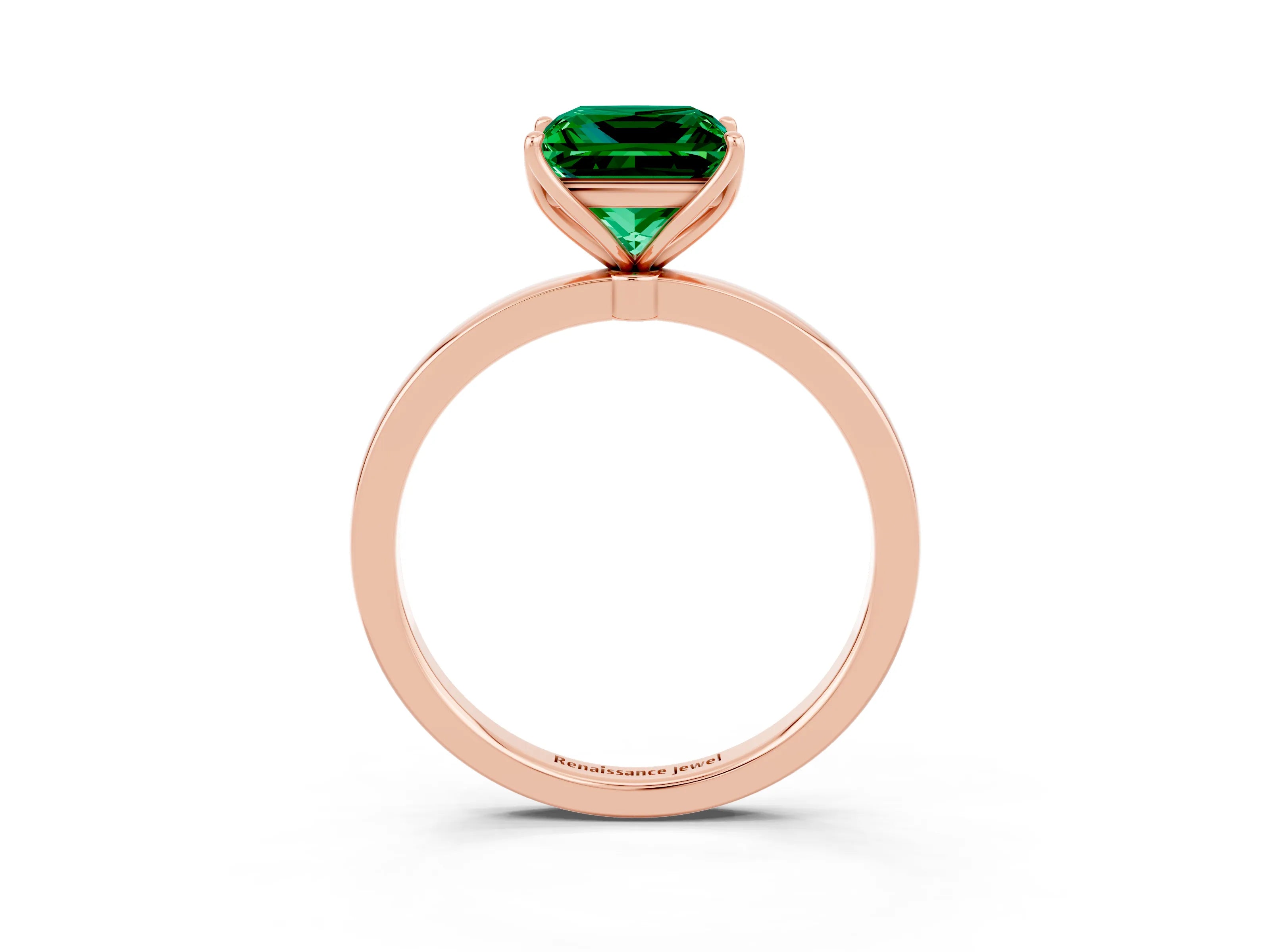 Rose gold Princess Cut Solitaire Diamond Ring with Thin Band and Four-Prong Setting_3