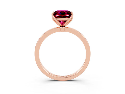 Rose gold Princess Cut Solitaire Diamond Ring with Thin Band and Four-Prong Setting_3