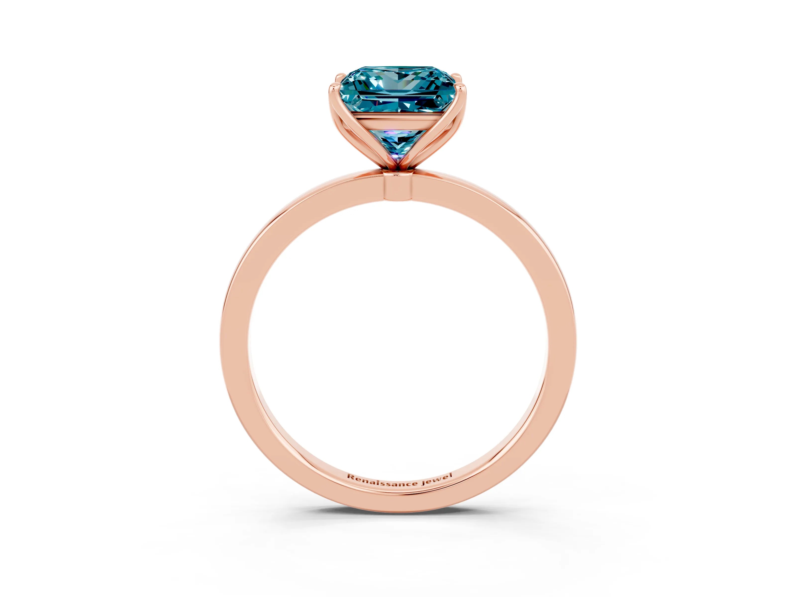 Rose gold Princess Cut Solitaire Diamond Ring with Thin Band and Four-Prong Setting_3