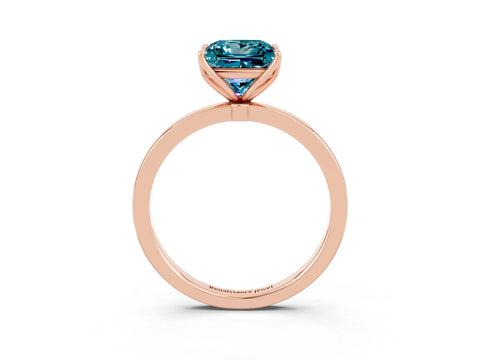 Rose gold Princess Cut Solitaire Diamond Ring with Thin Band and Four-Prong Setting_3