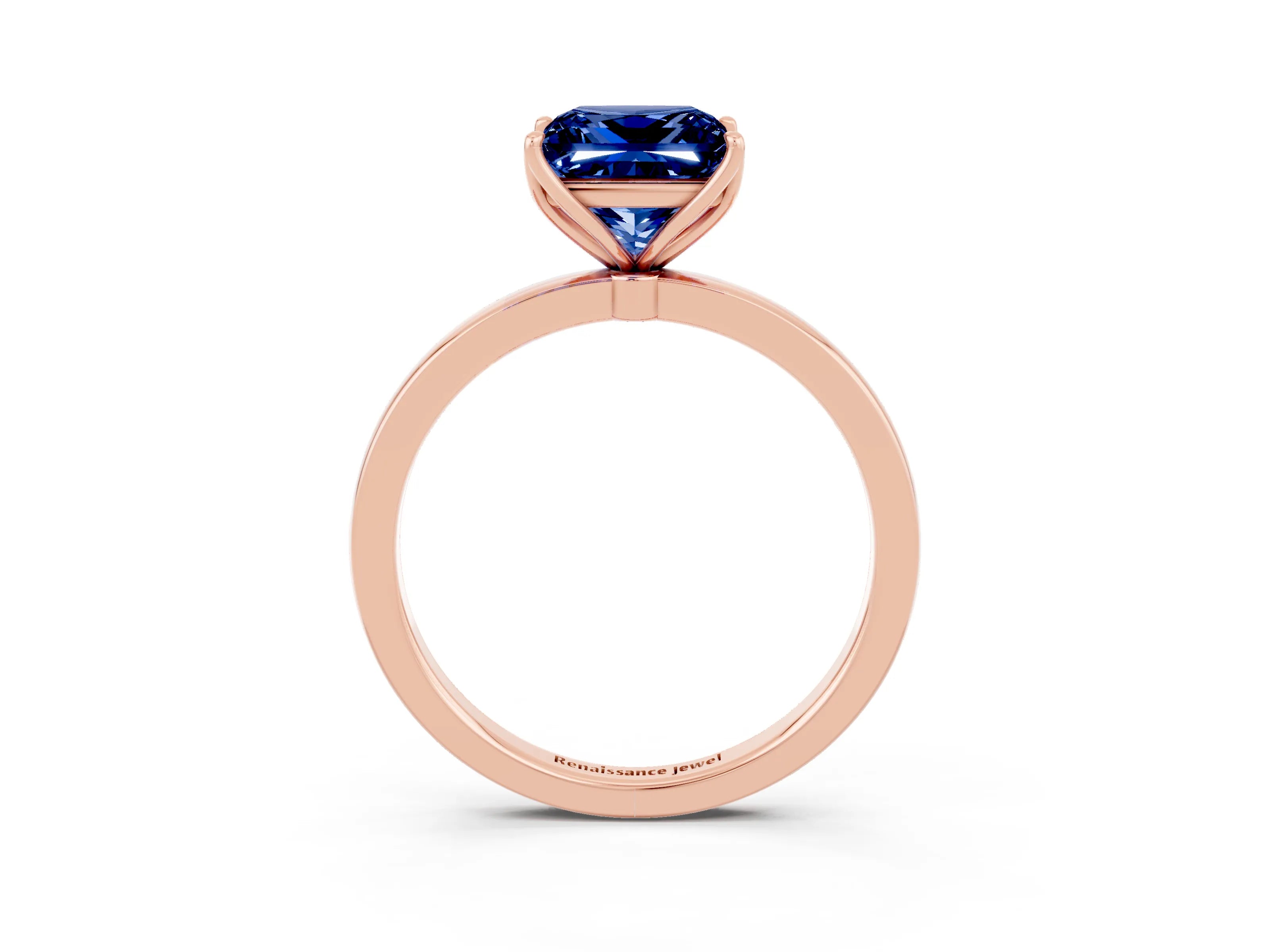 Rose gold Princess Cut Solitaire Diamond Ring with Thin Band and Four-Prong Setting_3