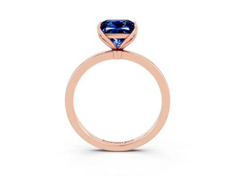 Rose gold Princess Cut Solitaire Diamond Ring with Thin Band and Four-Prong Setting_3