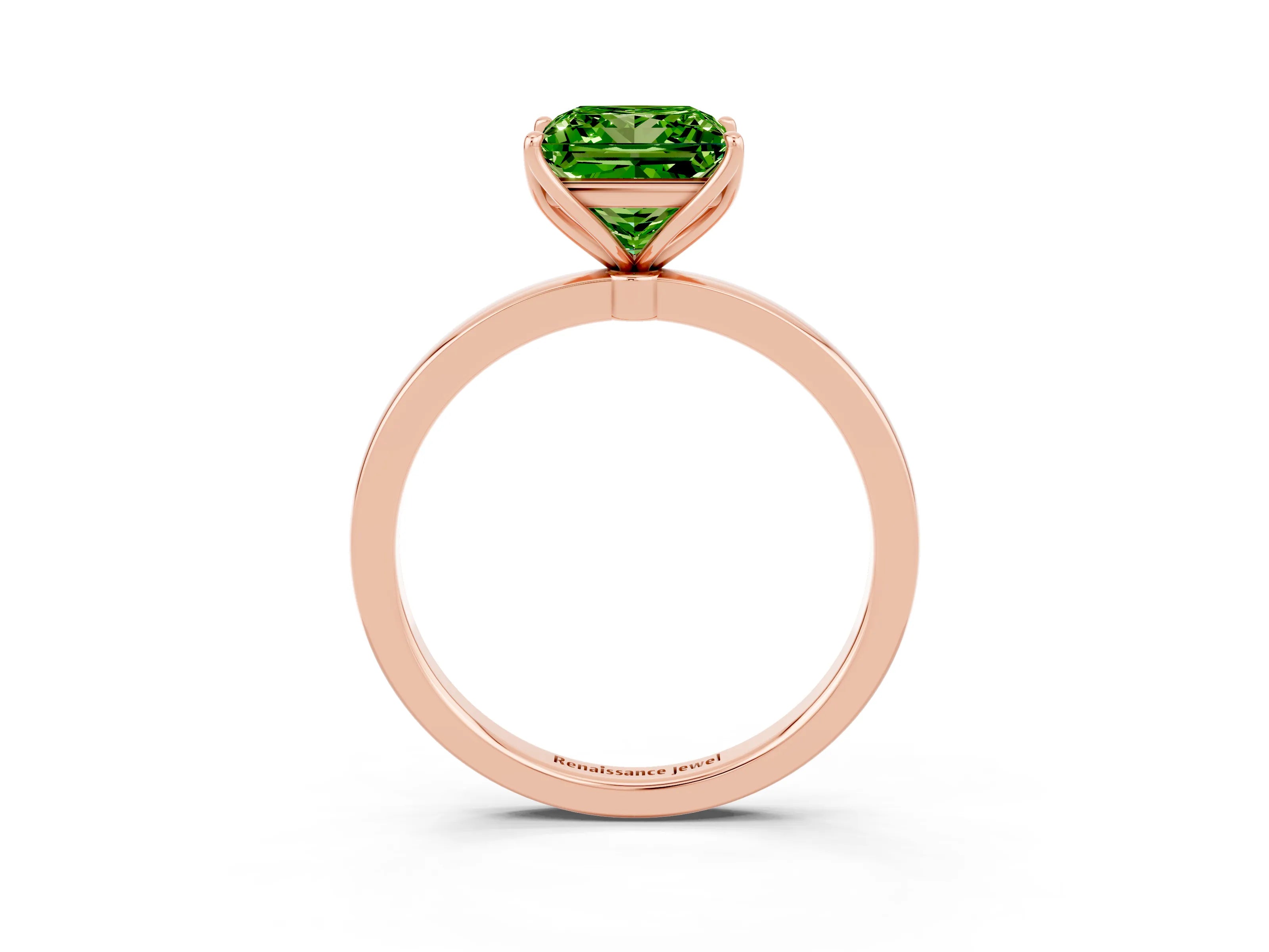 Rose gold Princess Cut Solitaire Diamond Ring with Thin Band and Four-Prong Setting_3