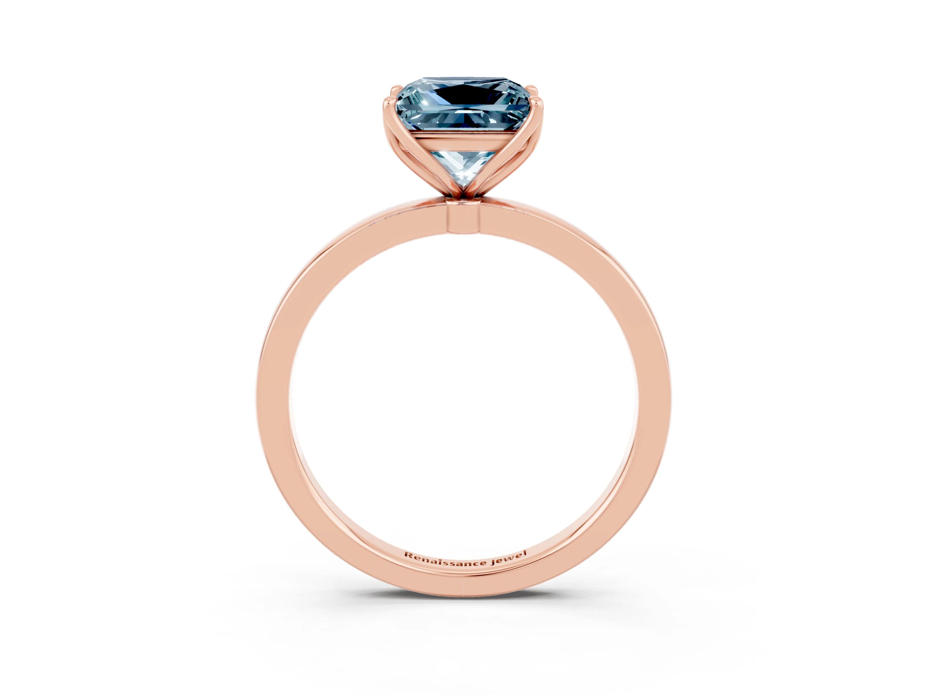 Rose gold Princess Cut Solitaire Diamond Ring with Thin Band and Four-Prong Setting_3