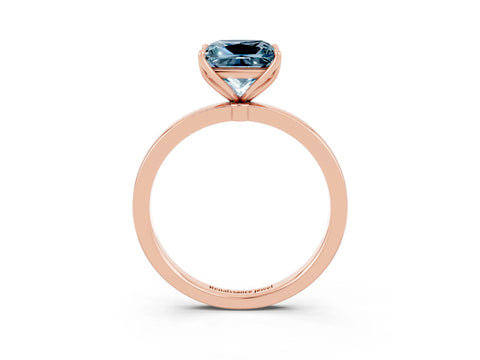 Rose gold Princess Cut Solitaire Diamond Ring with Thin Band and Four-Prong Setting_3
