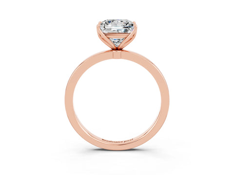 Rose gold Princess Cut Solitaire Diamond Ring with Thin Band and Four-Prong Setting_3