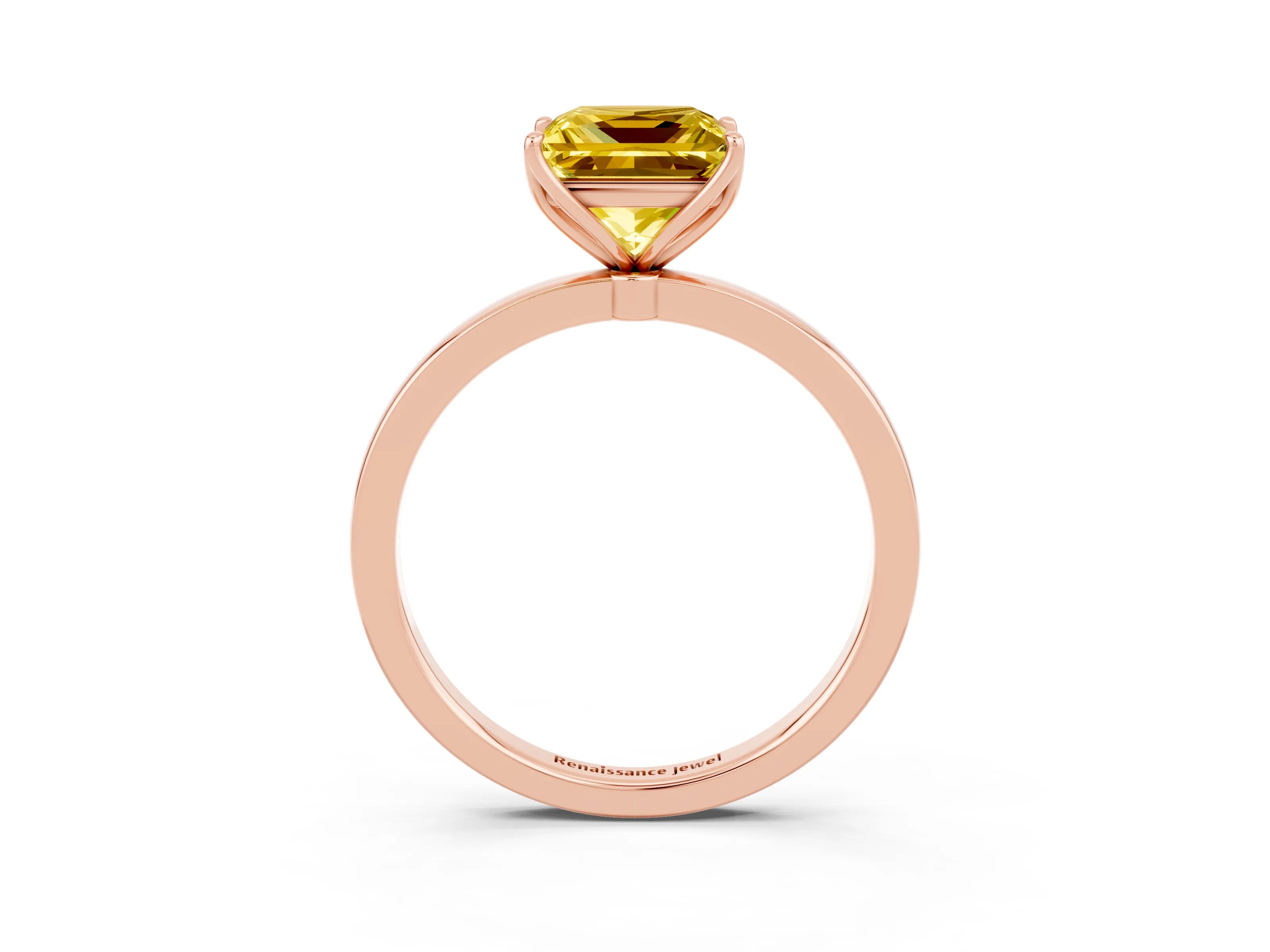 Rose gold Princess Cut Solitaire Diamond Ring with Thin Band and Four-Prong Setting_3