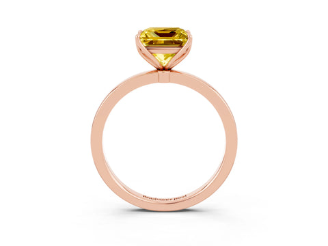 Rose gold Princess Cut Solitaire Diamond Ring with Thin Band and Four-Prong Setting_3