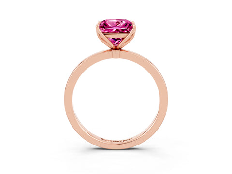 Rose gold Princess Cut Solitaire Diamond Ring with Thin Band and Four-Prong Setting_3