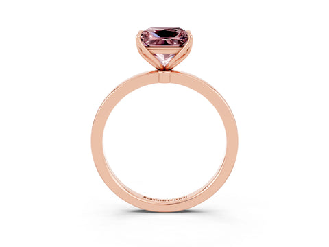 Rose gold Princess Cut Solitaire Diamond Ring with Thin Band and Four-Prong Setting_3