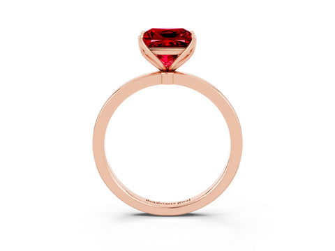 Rose gold Princess Cut Solitaire Diamond Ring with Thin Band and Four-Prong Setting_3