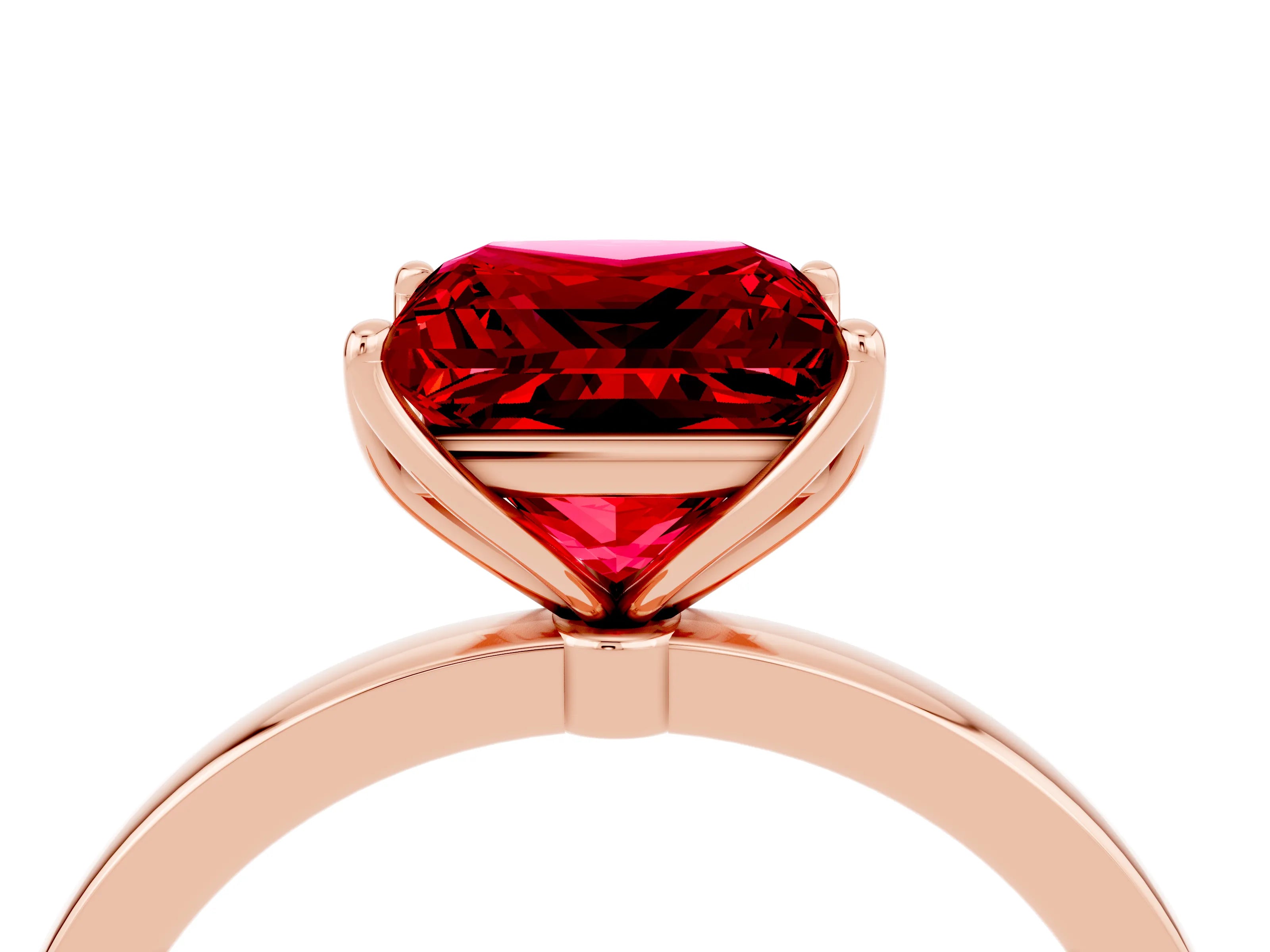 Rose gold Princess Cut Solitaire Diamond Ring with Thin Band and Four-Prong Setting_4