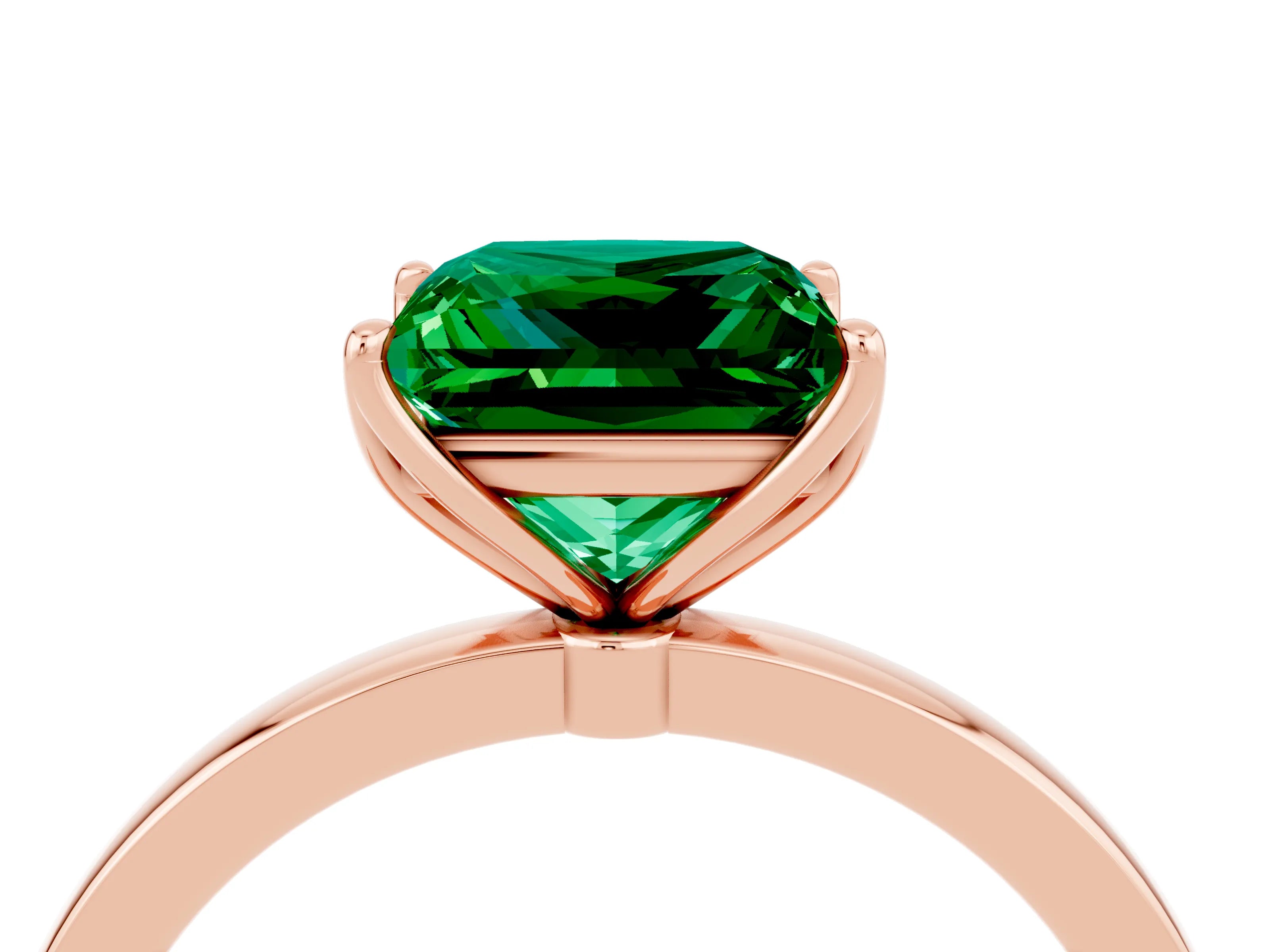 Rose gold Princess Cut Solitaire Diamond Ring with Thin Band and Four-Prong Setting_4