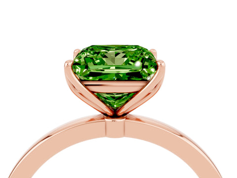 Rose gold Princess Cut Solitaire Diamond Ring with Thin Band and Four-Prong Setting_4