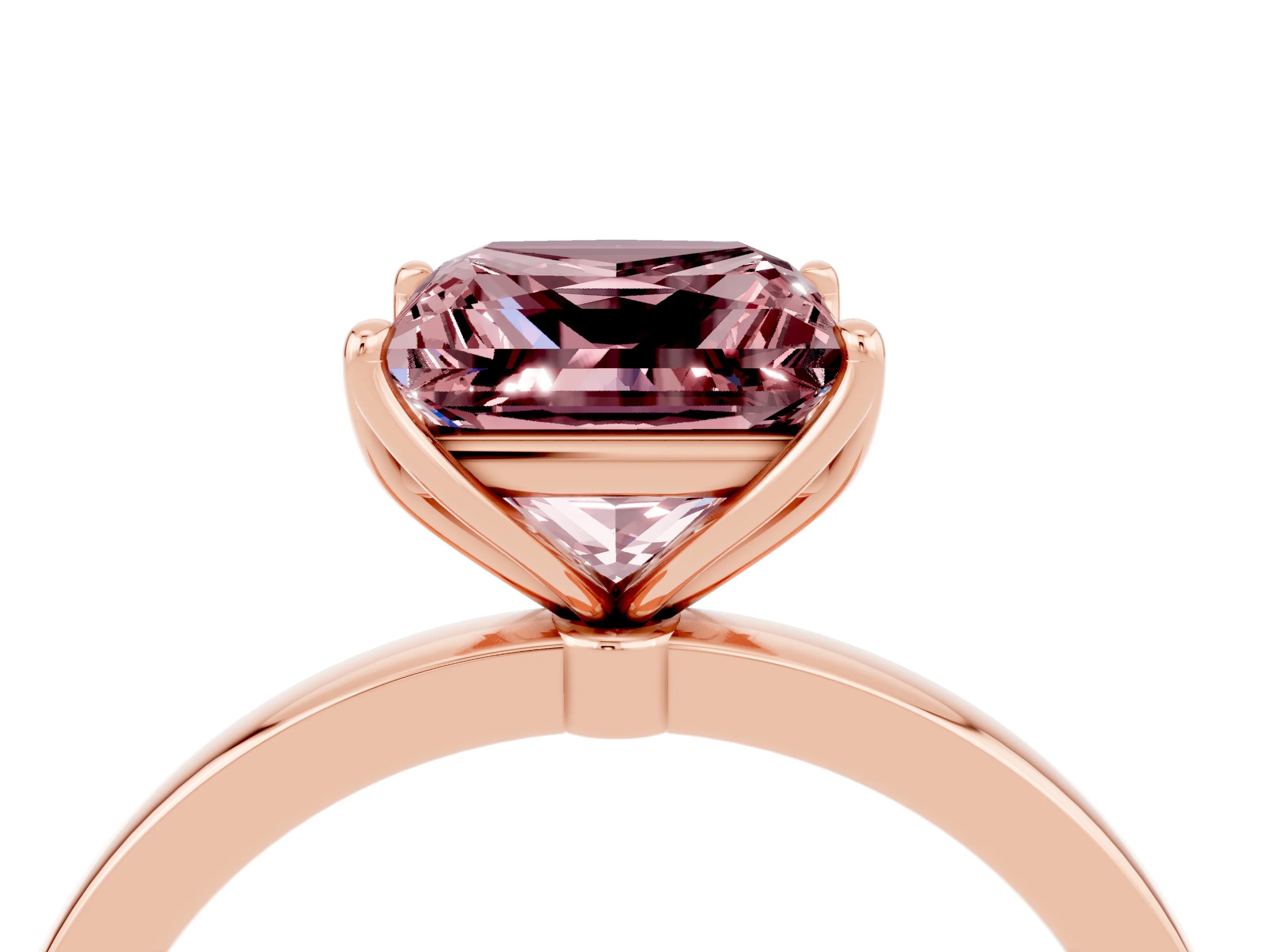 Rose gold Princess Cut Solitaire Diamond Ring with Thin Band and Four-Prong Setting_4