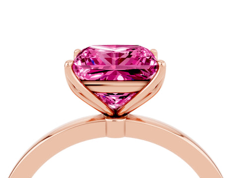 Rose gold Princess Cut Solitaire Diamond Ring with Thin Band and Four-Prong Setting_4