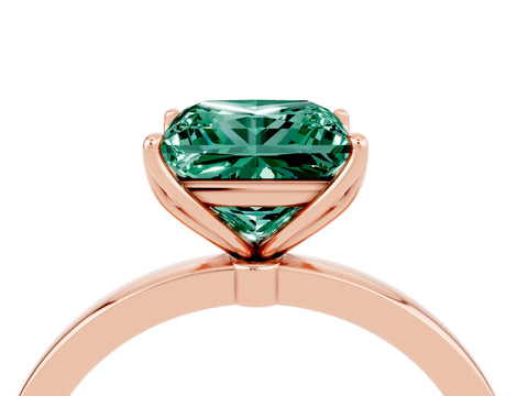 Rose gold Princess Cut Solitaire Diamond Ring with Thin Band and Four-Prong Setting_4