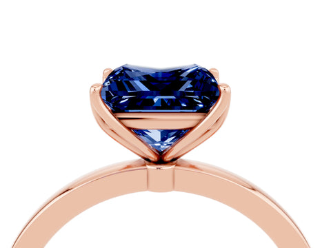 Rose gold Princess Cut Solitaire Diamond Ring with Thin Band and Four-Prong Setting_4
