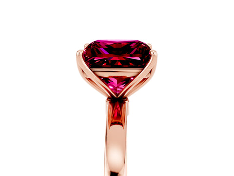 Rose gold Princess Cut Solitaire Diamond Ring with Thin Band and Four-Prong Setting_5