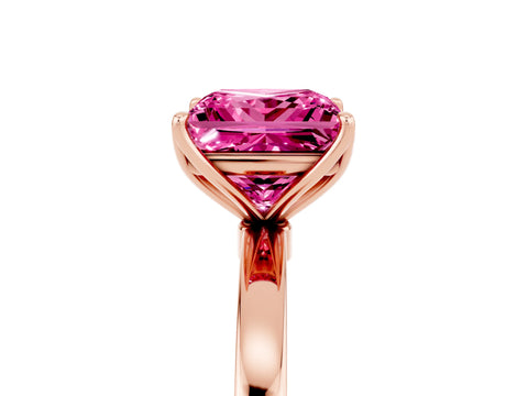 Rose gold Princess Cut Solitaire Diamond Ring with Thin Band and Four-Prong Setting_5