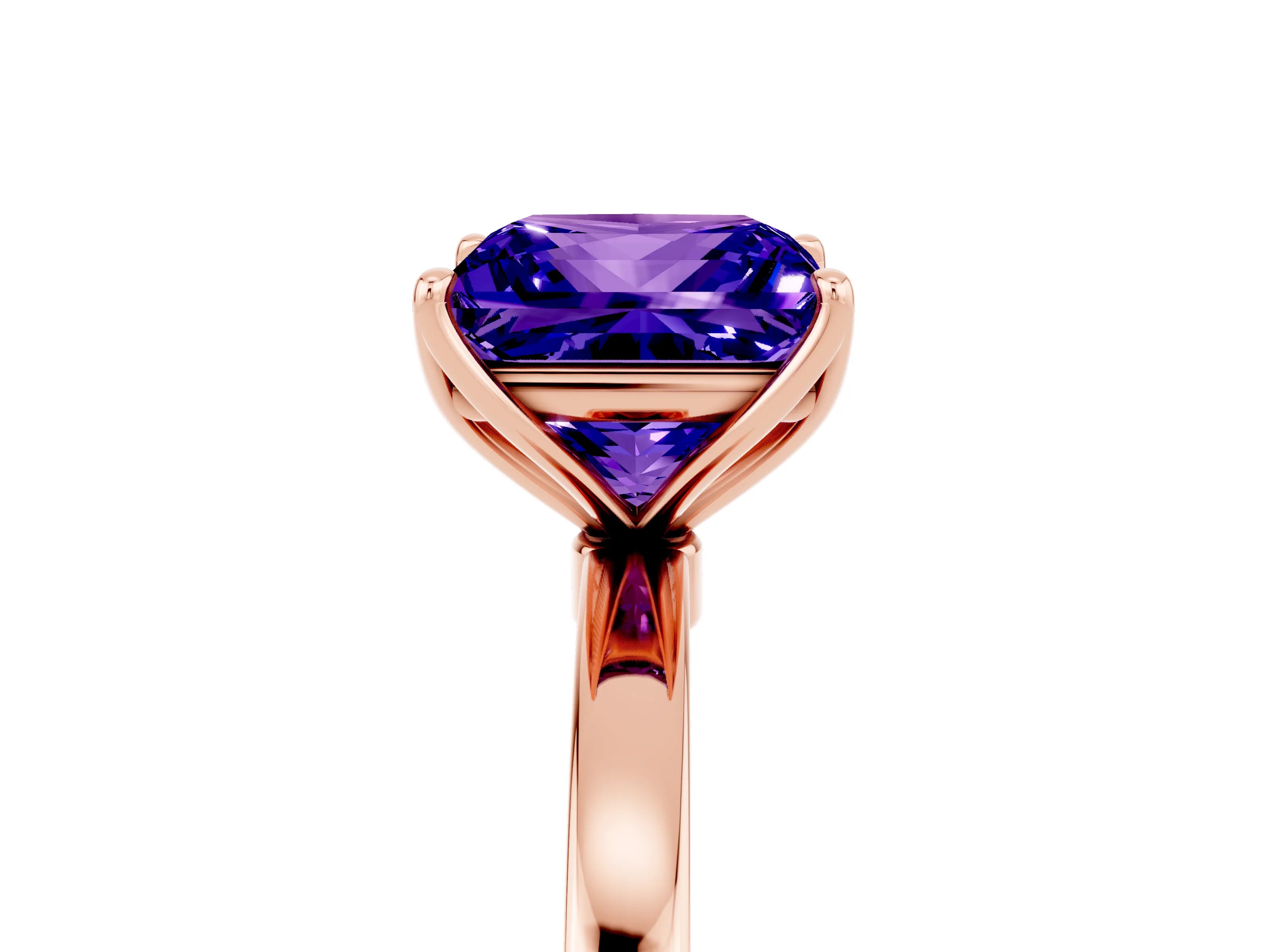Rose gold Princess Cut Solitaire Diamond Ring with Thin Band and Four-Prong Setting_5