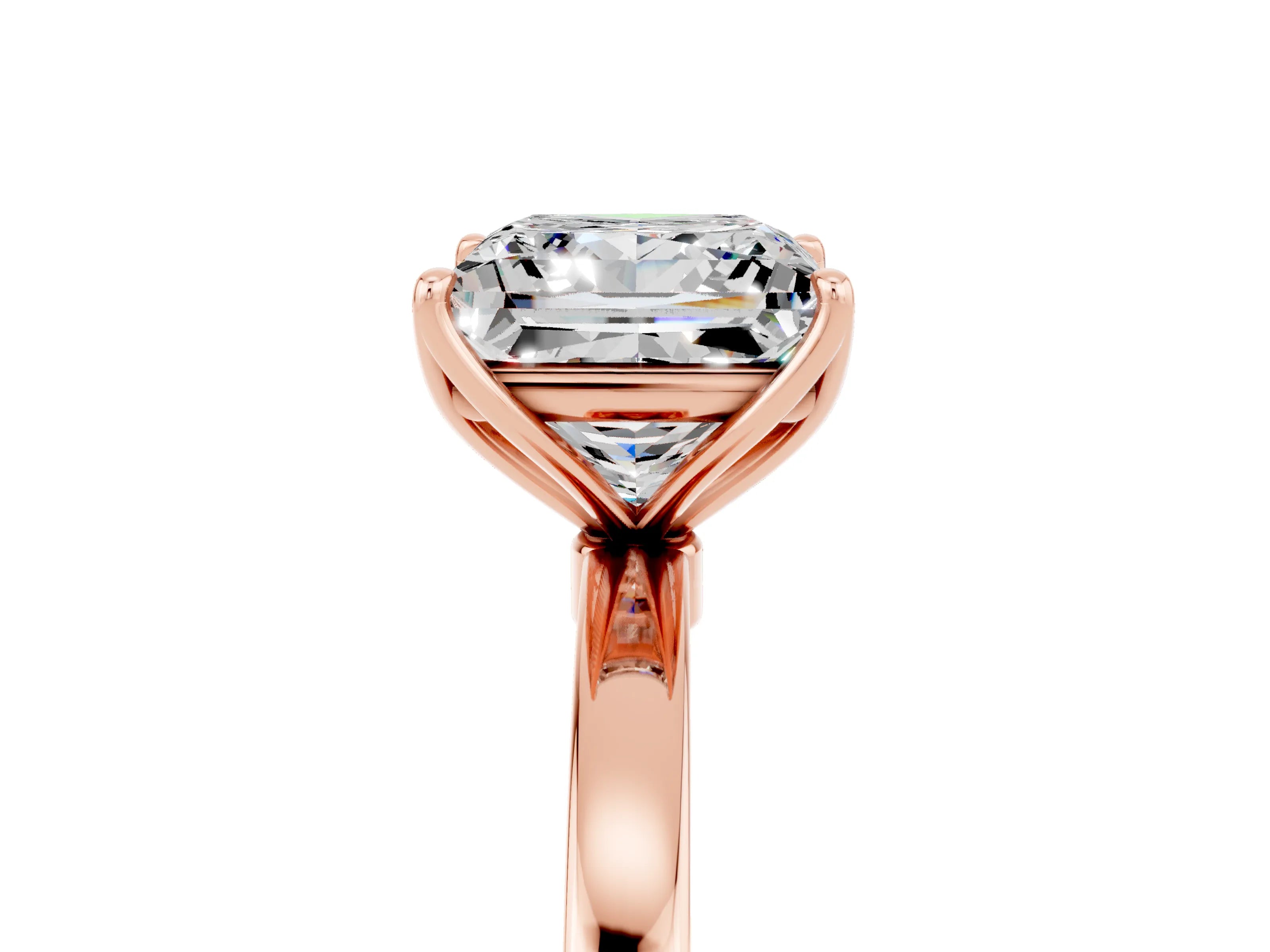 Rose gold Princess Cut Solitaire Diamond Ring with Thin Band and Four-Prong Setting_5
