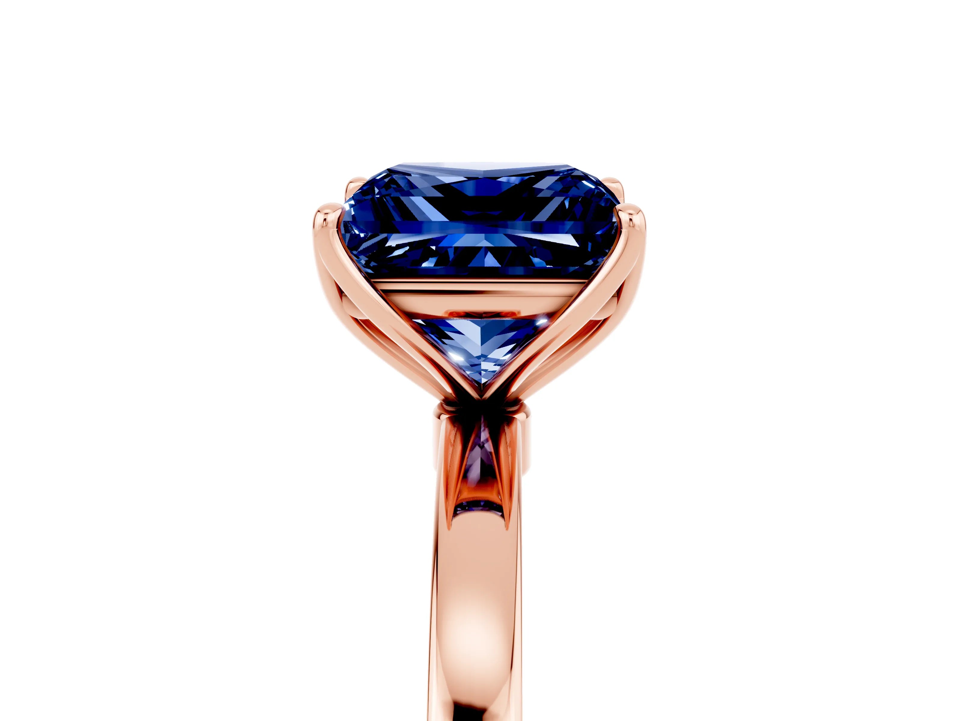 Rose gold Princess Cut Solitaire Diamond Ring with Thin Band and Four-Prong Setting_5