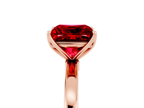 Rose gold Princess Cut Solitaire Diamond Ring with Thin Band and Four-Prong Setting_5
