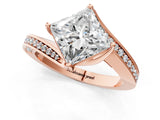 Rose gold Princess Cut Solitaire Diamond Twist Band with Pavé Setting and Four-Prong Setting_4