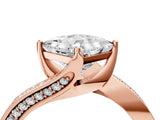 Rose gold Princess Cut Solitaire Diamond Twist Band with Pavé Setting and Four-Prong Setting_7
