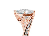 Rose gold Princess Cut Solitaire Diamond Twist Band with Pavé Setting and Four-Prong Setting_8